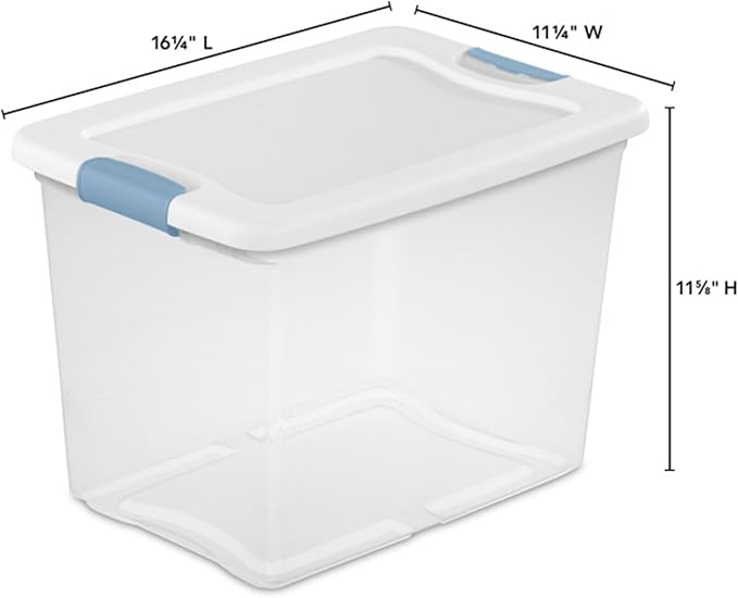 24-Pack Latching Box, Under Bed Storage Bins with Lids, Clear Plastic, 25 Quart