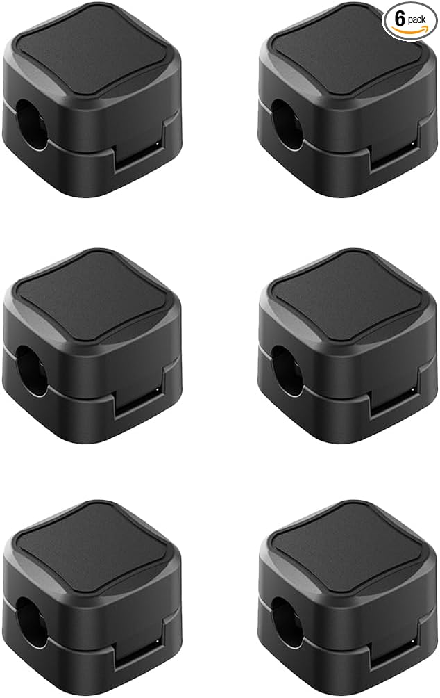 6 Pack Cord Organizer Holder, Office Desk Accessories Desk Cable Management Magnetic Easy Open,Organize Phone Charging Cords Wire Holder Organizer Neatly for Office Car Desk Nightstand(Black)