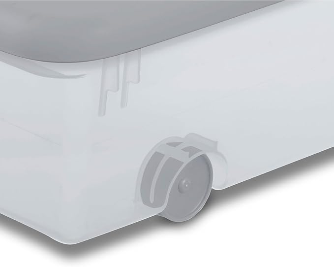Sterilite 4-Pack 56 Quart Wheeled Latching Box, Underbed Plastic Storage Organizer, Silver - Under Bed Rolling Container Bin with Lid and Wheels for Home or Dorm Bedrooms and Closets