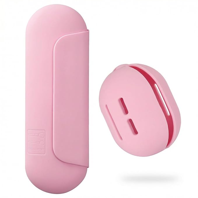 AGIKET 2 IN 1 Silicone Makeup Brush Holder with Beauty Make Up Sponge Holder Case：Soft Portable Cosmetic Face Brushes Holder with Upgrade Anti-Fall Out Magnetic Closure - Pink