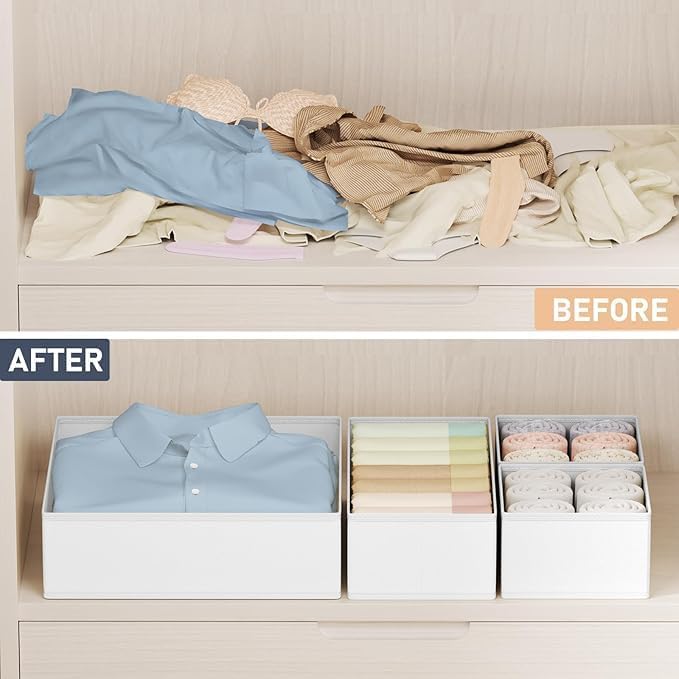 Drawer Organizer Clothes 14 Pack, White