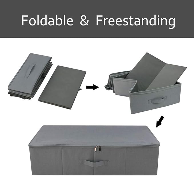 Iwill CREATE PRO Folding Washable Rigid Underbed Storage Boxes with Zip Lid