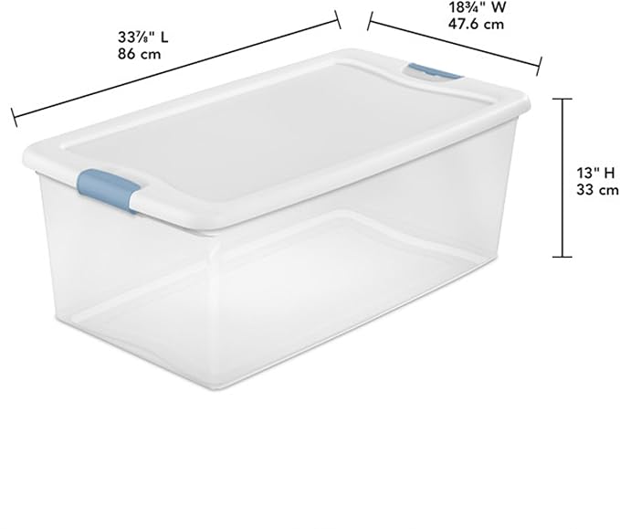 8-Pack Latching Box, Under Bed Storage Bins with Lids, Clear Plastic, 106 Quart