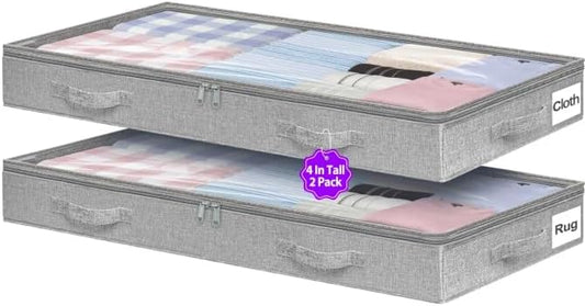 Below 4 Inches High Under Bed Storage, Low Profile Underbed Storage Containers