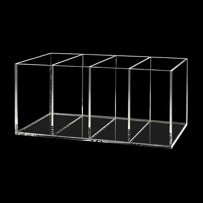 Acrylic Pen Holder 4 Compartments Clear Pencil Holder Organizer Makeup Brush