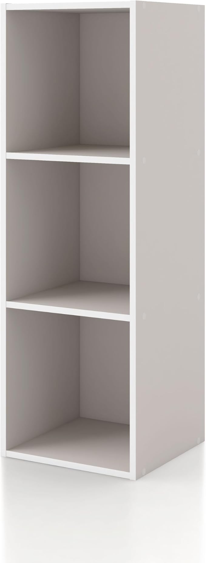 Homes: Inside + Out Apexa 3-Cube Storage Organizer Shelves, Stackable Wood Bookcase Fits Cubby Bins for Organization, Dorm Teen Room Decor & Home Office, Taupe Grey