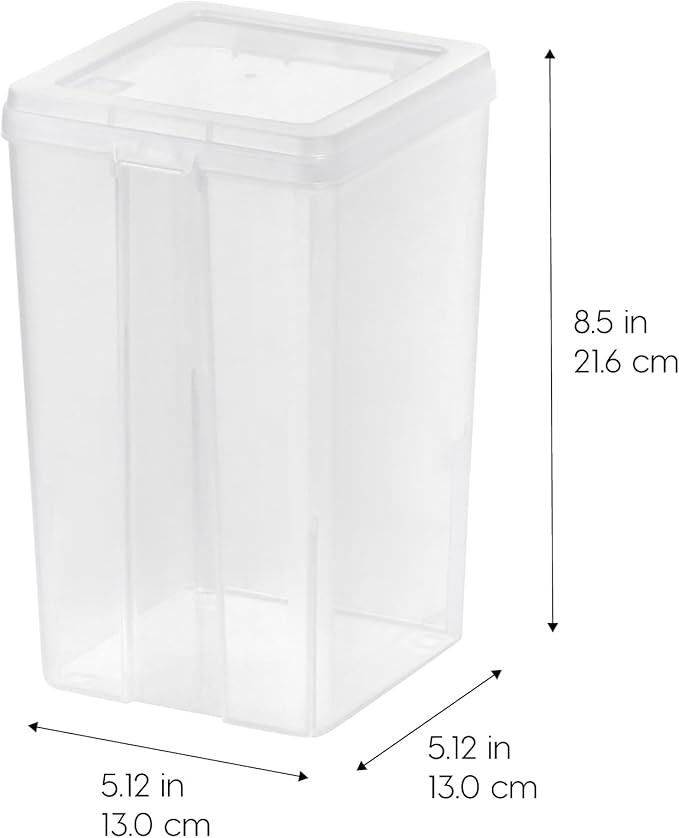 IRIS USA Vertical Plastic Flip Top Storage Containers Bins with Lids for Pantry, Home, Office, Organization, Medium, Stackable Hinged Organizer with Latches, Clear, 10 Pack