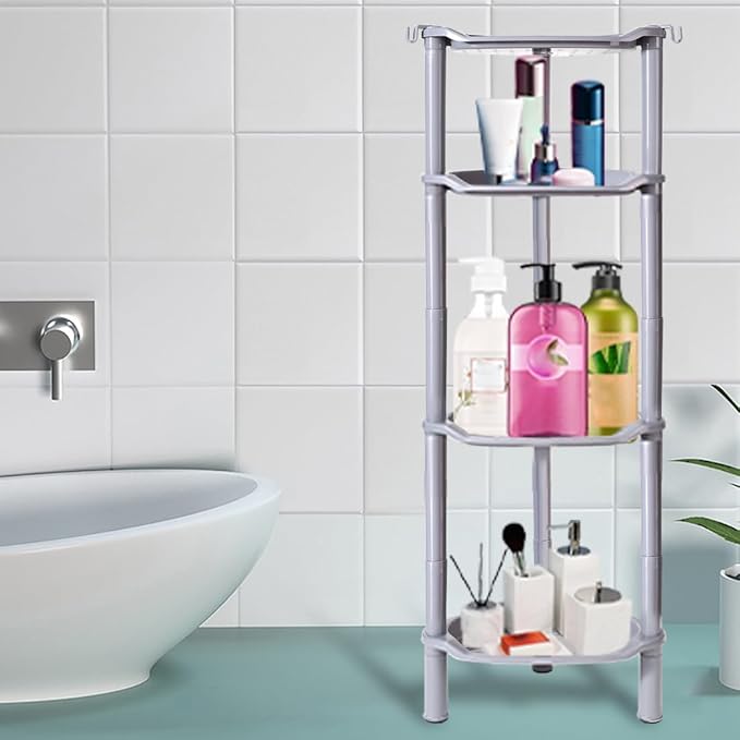 4 Tier Shower Caddy Corner, Plastic Shower Shelf Organizer for Inside Bathroom