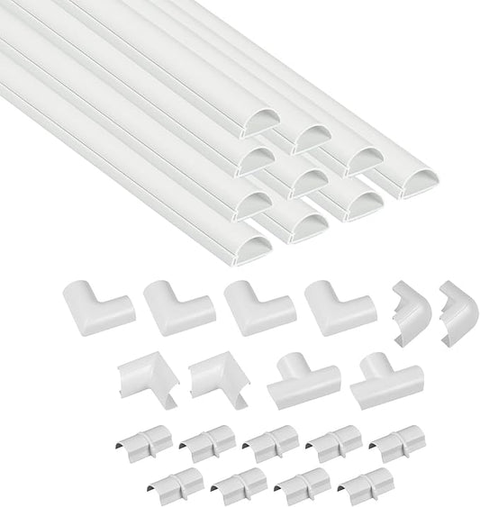 D-Line 157in Cord Cover Kit, Self-Adhesive Wire Hiders, White
