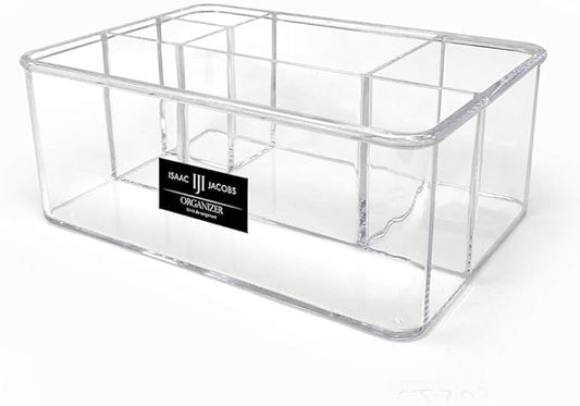 Isaac Jacobs 5-Compartment Clear Acrylic Organizer (10” L x 7” W x 4” H)