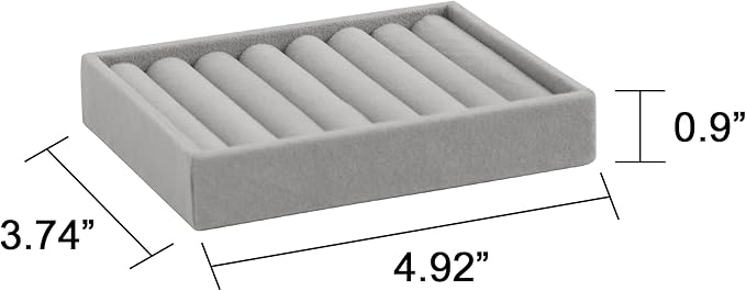 Small Jewelry Tray Set, Velvet Ring Organizer, Set 2,Grey