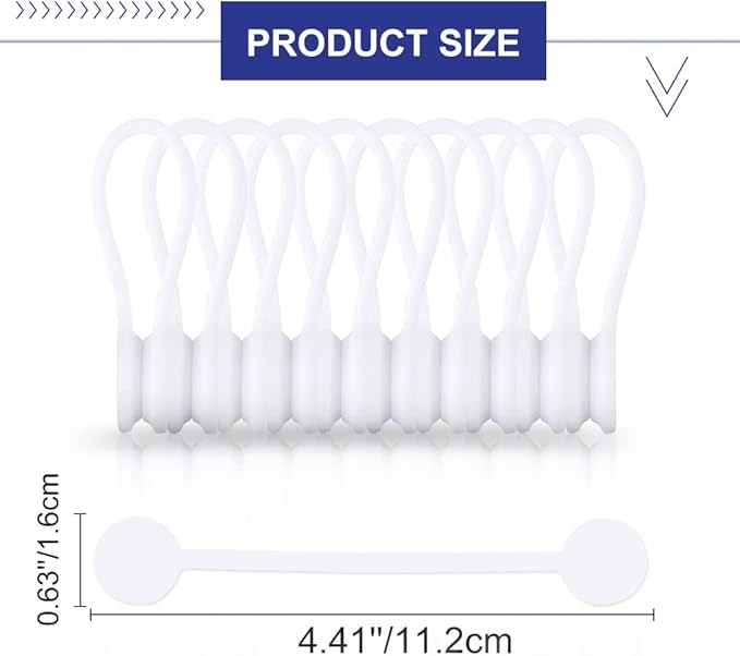White Magnetic Cable Ties 10-Pack