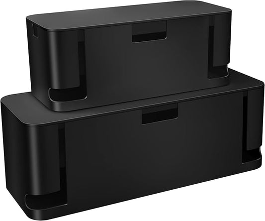 Cable Management Box Black, 2Pack Cord Organizer Box
