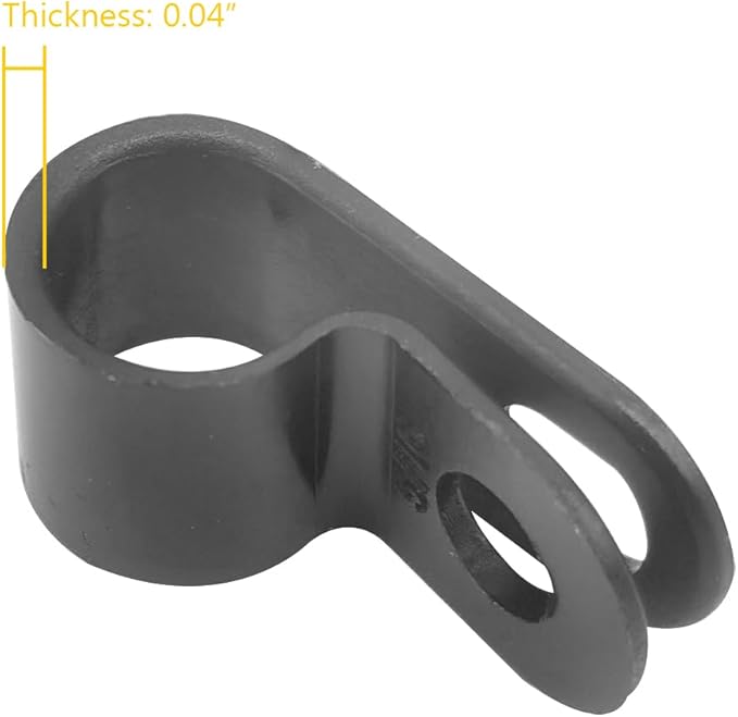 Cable Clamp R-Type Cable Clip Wire Clamp 5/16" Nylon Screw Mounting Cord Fastener Clips with Screws for Wire Management - Black - 50 Pcs