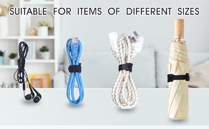 MVYC 150PCS 8 Inch Reusable Cable Ties Wire Ties Cord Organizer Cable Organizer Adjustable Cable Management Black