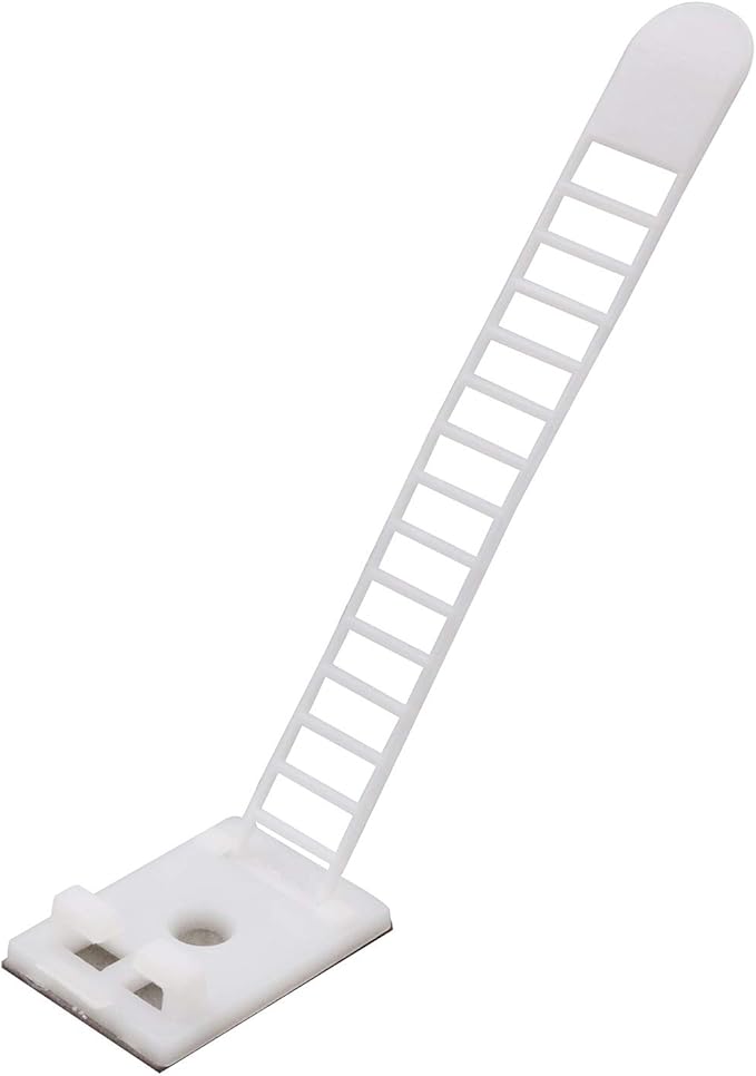 Mini Cable Clips 3M Adhesive, Multipurpose Cord and Wire Organizer for Cable Management Adjustable Large - 60 Pack Bundled with 10 Bonus Reusable Cable Ties (White)