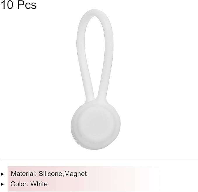 MECCANIXITY Magnetic Cable Clips 4.3 Inch x 0.6 Inch White Magnetic Cord Organizer Cable Ties Reusable Twist Ties for Home, Kitchen, Office, 10 Pcs