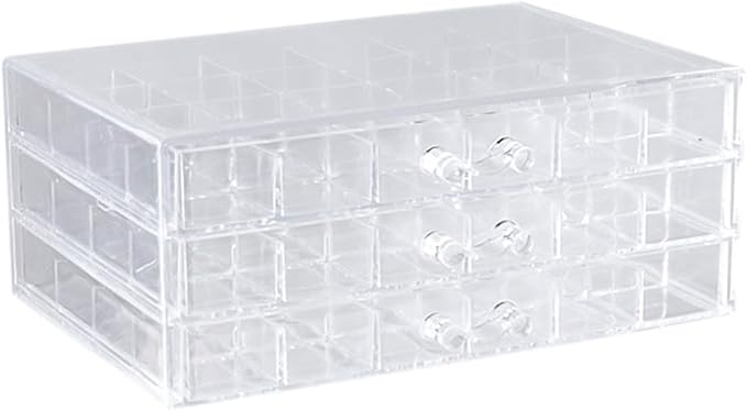 Compartment Storage Box 72 Grids Acrylic Organizer Box with 3 Drawers Storage
