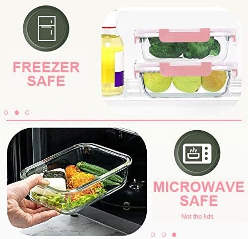 30 Pieces Glass Food Storage Containers Set, Pink