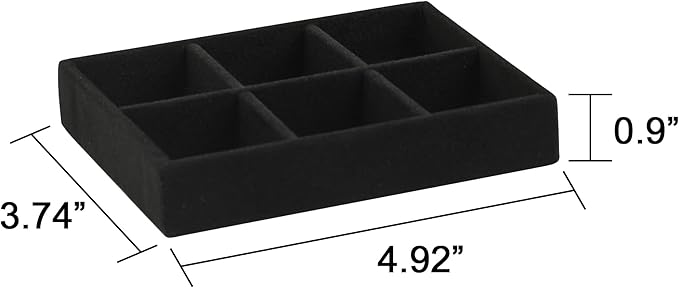 Small Jewelry Tray Set, Stackable Velvet Jewelry Organizer Tray, Set 9,Black