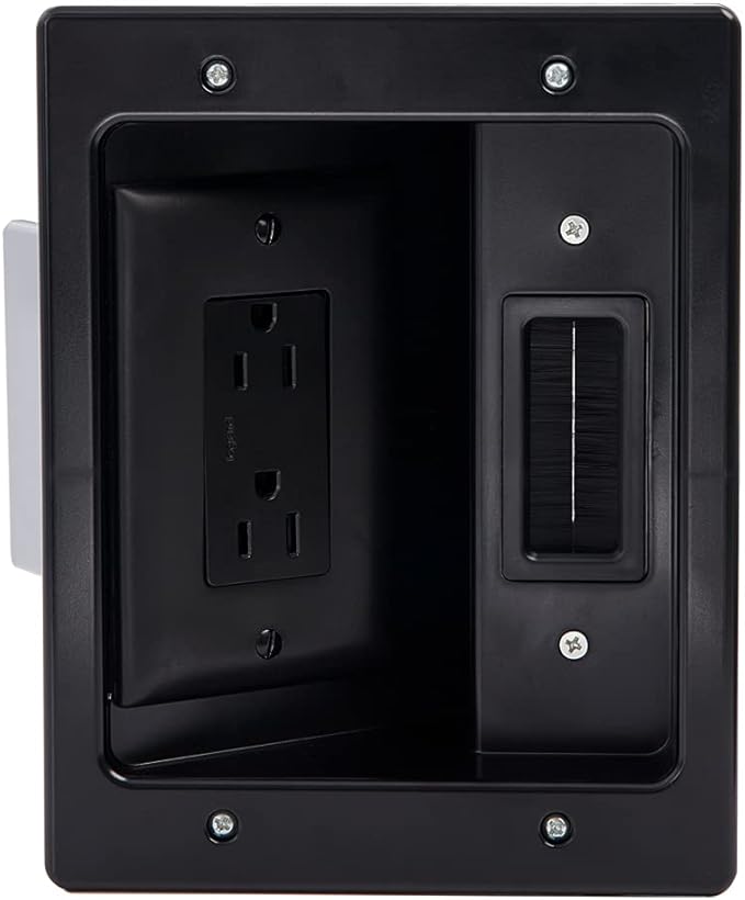 Legrand - On-Q in-Wall TV Cable Management Kit, Recessed Power & Low Voltage Bridge for TVs, UL Listed DIY Wire Hider Solution, HT2102BKV1, Black