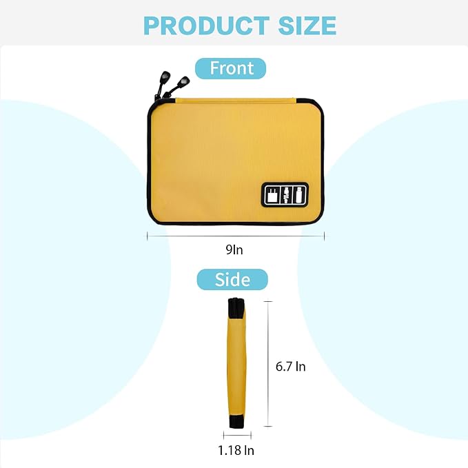 Lcsmaokin Electronics Travel Organizer,Portable Waterproof Electronic Travel Storage Bag for Small Charging Cord Storage,Charger,SD Card etc,for Travel,Business-Yellow Green