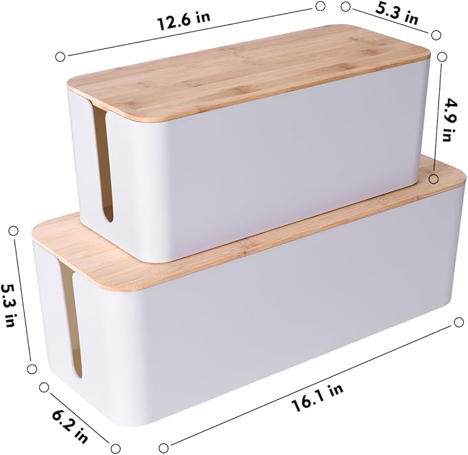 2 Pack Large Cable Management Box, White