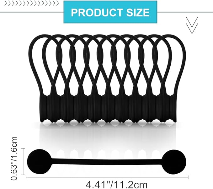 Black Magnetic Cable Ties 10-Pack