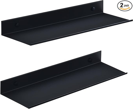 Black Shower Shelves Rustproof & Waterproof, 40cm Adhesive Shower Caddy 2 Pack