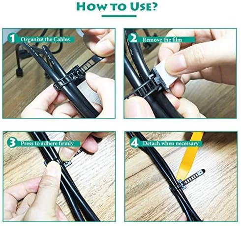 50 Pieces Cable Management Desk Wire Organizer Cable Ties Zip Ties Adhesive Cord