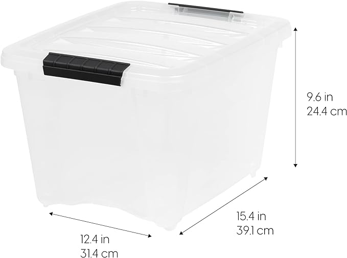 USA 19 Qt Stackable Plastic Storage Bins with Lids, 6 Pack, BPA-Free