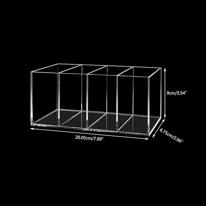 Acrylic Pen Holder 4 Compartments Clear Pencil Holder Organizer Makeup Brush