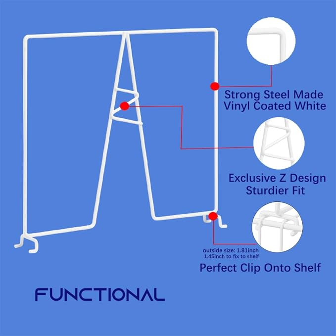 Wire Shelf Dividers - White Closet Organization & Storage Organizer - No Tool Shelf Divider for Wire Shelves - Metal Shelf Accessories – for 12“ Deep Wire Shelves – Tall 12” Height – 10 Pack