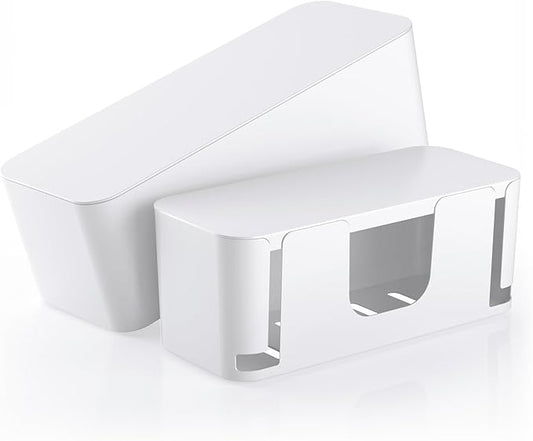 2 Pack Cable Management Box, Stylish Cable Box with Cord Organizer for Desk