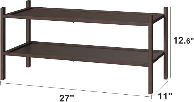 kiplant Bamboo Shoe Rack for Entryway, 2-Tier Stackable | Foldable | Natural, Shoe Organizer for Hallway Closet, Free Standing Shoe Racks for Indoor Outdoor