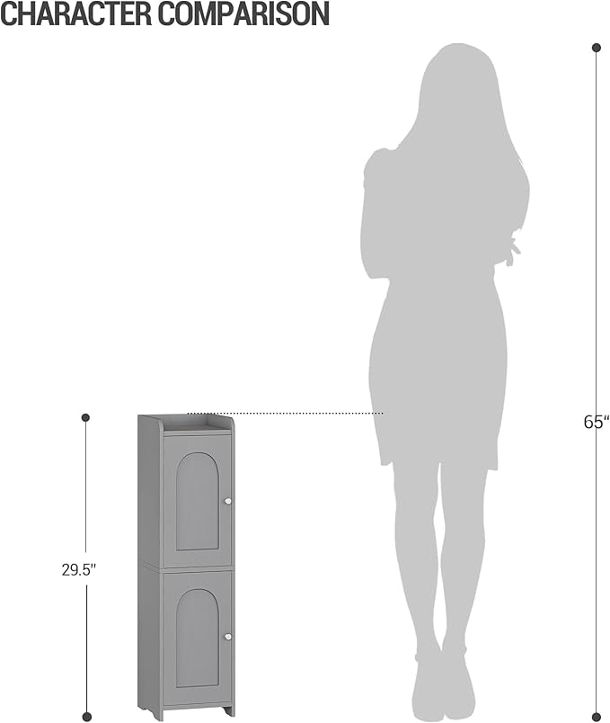 Bathroom Storage Cabinet, 7.9" D x 7.9" W x 29.5" H Gray