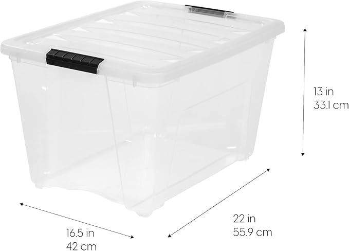 USA 54 Qt Stackable Plastic Storage Bins with Lids, 6 Pack, BPA-Free