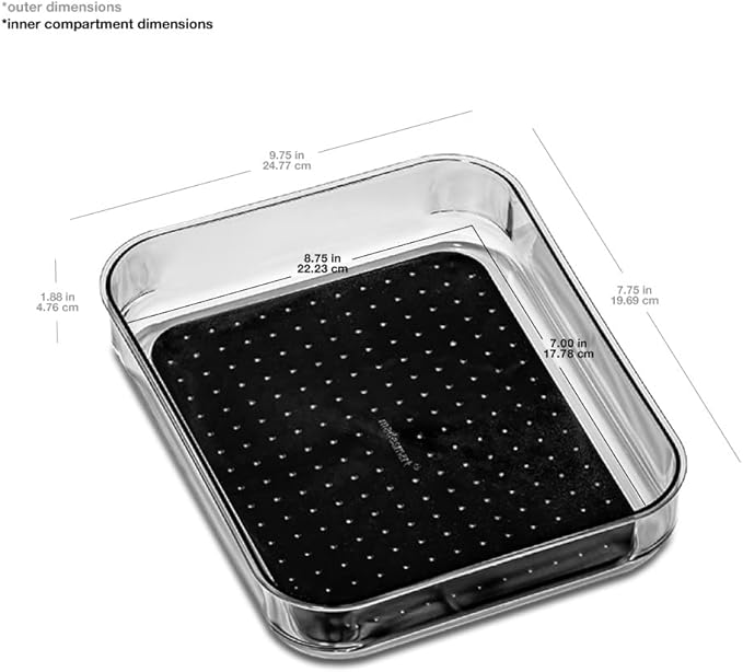 madesmart Antimicrobial 9 x 8 Clear Soft Grip Bin, 9" x 8", Carbon