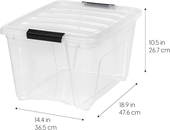 USA 32 Qt Stackable Plastic Storage Bins with Lids, 4 Pack, BPA-Free, Clear