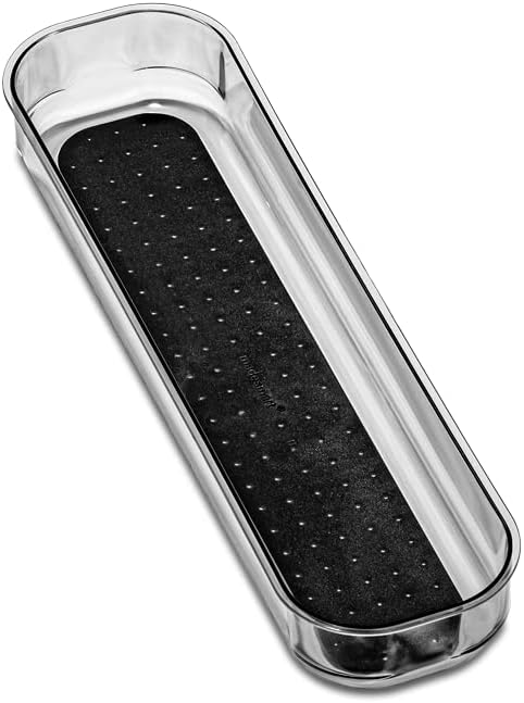 madesmart Antimicrobial 14 x 4 Clear Soft Grip Bin, 14" x 4", Carbon