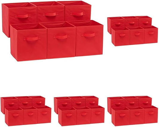 Amazon Basics Cube Organizer Storage Bins Handles, Collapsible Fabric