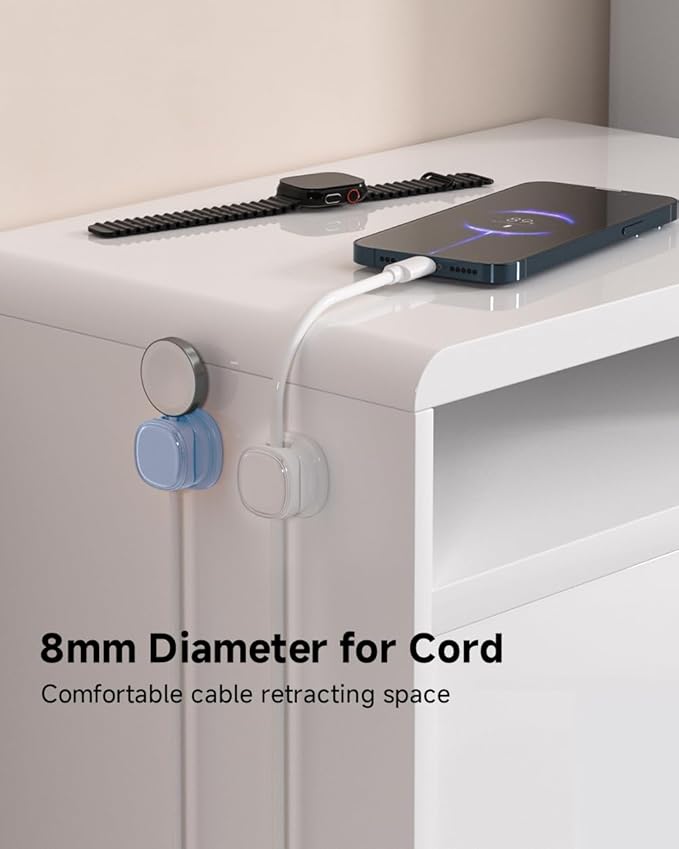 9 Pack Cord Organizer, Spring Cable Management, 9-Pack White_Blue