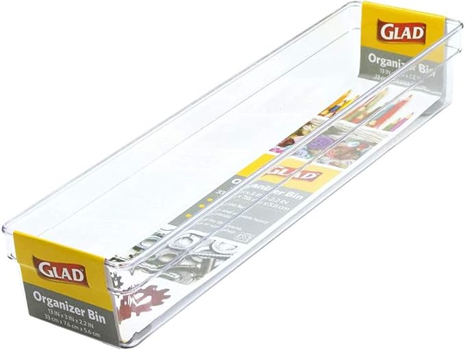 Glad Plastic Drawer Storage Tray, Heavy Duty Organizer Bin for Home, Kitchen