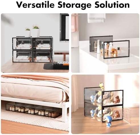 15 Pack Shoe Storage Organizer Box Container Clear Plastic Stackable