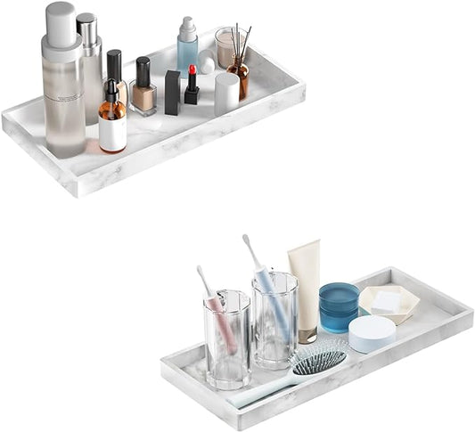 Bathroom Vanity Tray 7.8 in, Faux Marble Look