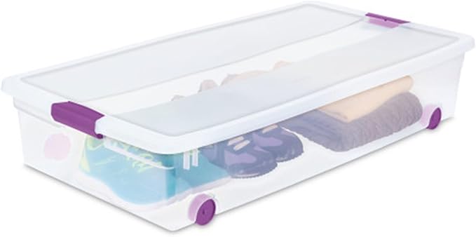 Sterilite 4-Pack 60 Quart ClearView Latch Box, Wheeled Organizer Bins with Latching Lids - Clear Plastic Organization Containers for Closet, Bedroom, Shelving Units and Everyday Home Storage