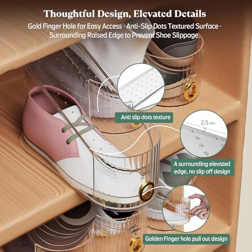 Clear 10 Pack Shoe Slot Organizer, Shoe Stacker Organizer Holders for A Pair of Shoes, Adjustable Thickening Double Layer 50% Shoe Space Saver Rack Storage for Closet (clear, 10 Pack)