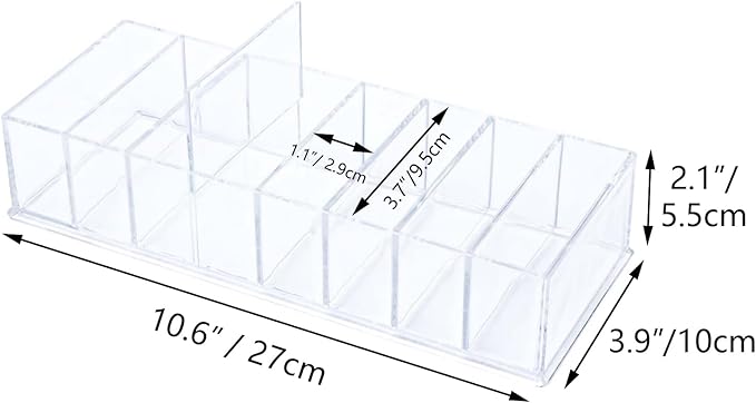 Clear Drawer Organizer 8-Section Desk Compartment Acrylic Tray Holder