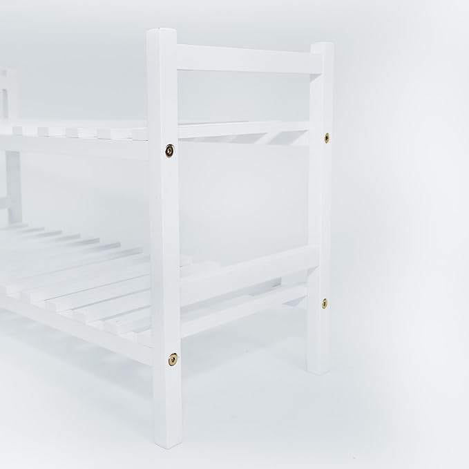 Wood Stackable Wooden Shoe Rack Organizer for Closet Storage, White
