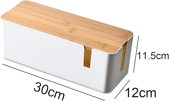 Changsuo Small Cable Management Box with Bamboo Lid for Extension Cord Power